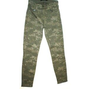New $225 Designer J Brand Jeans Womens 26 Camouflage Camo Army Dark Green Skinny